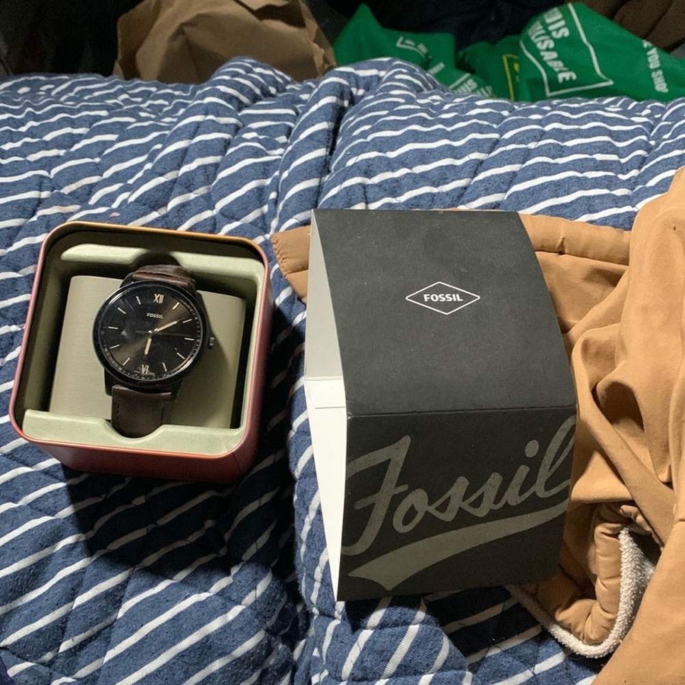 Fossil Minimalist Three Hand Brown Leather Watch